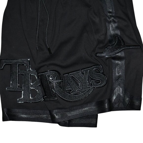 Pro Standard Tampa Bay Devil Rays Shorts Size XL Triple Black Chenille Patches - Picture 4 of 11